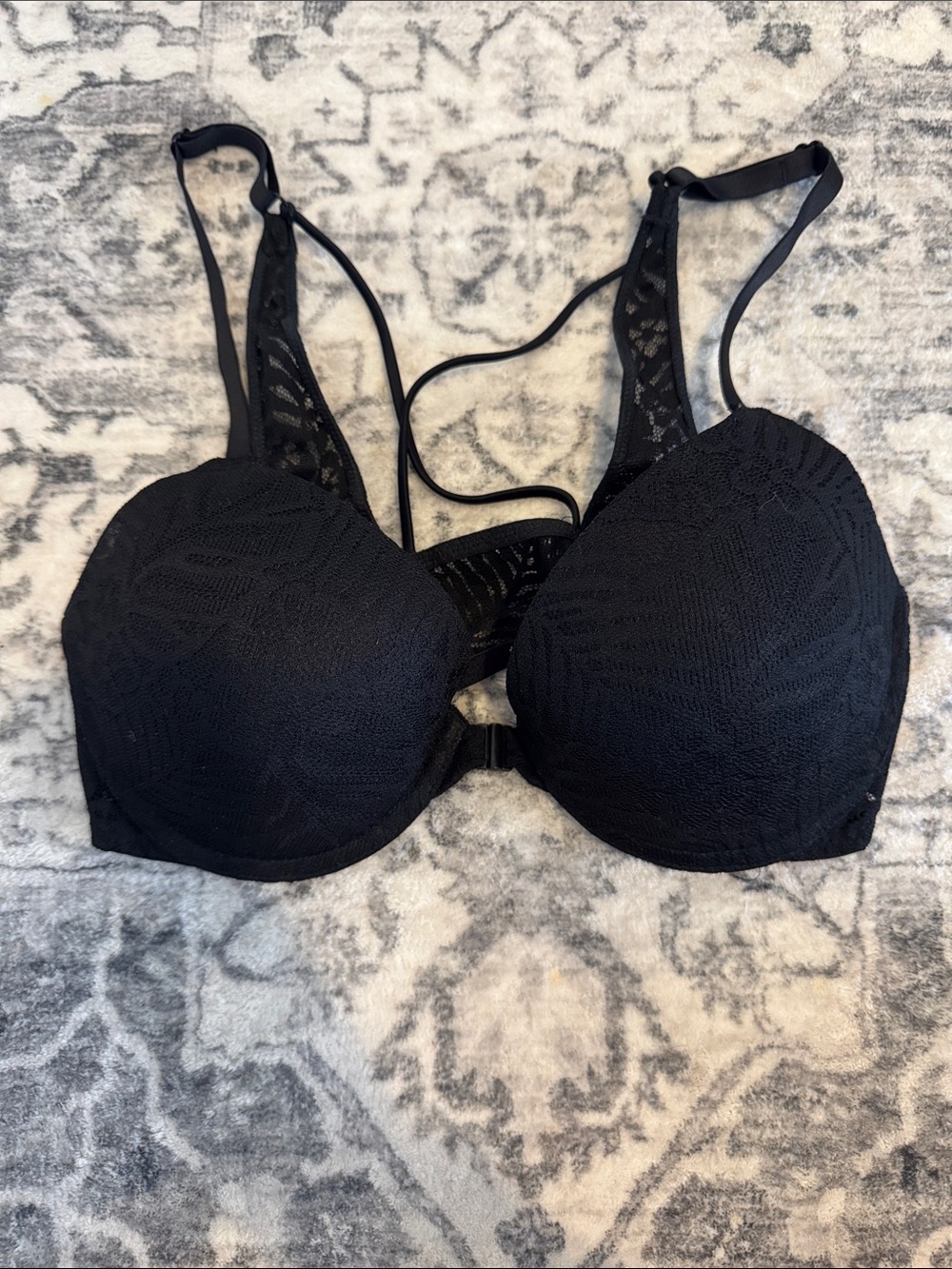 PINK Victoria's Secret Black Lace Push-Up Bra